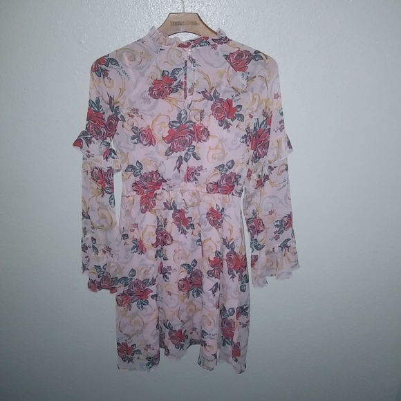 Art Class XL Girls Long Sleeved Pink Red Roses Layered Dress Kids - Picture 2 of 10